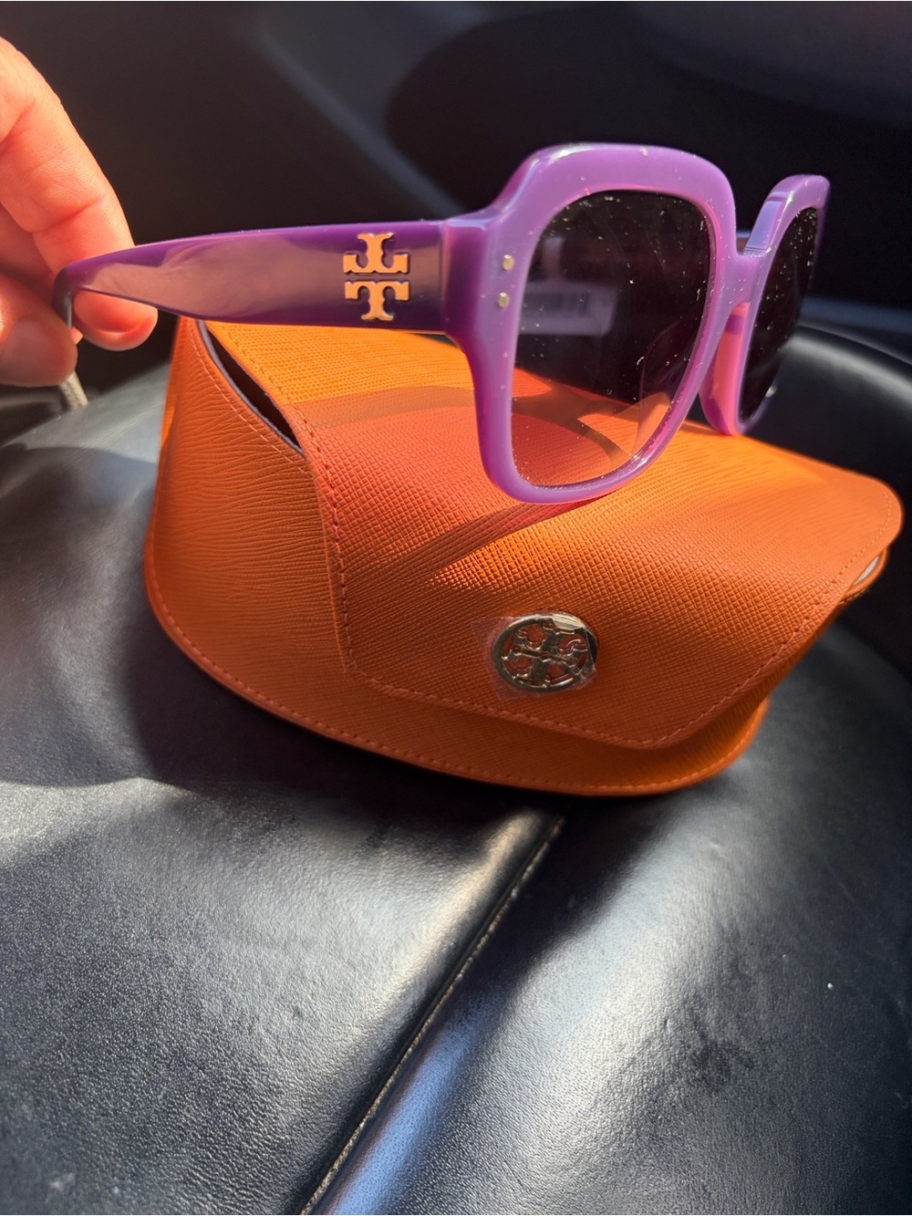 Tory Burch Lavender Square Sunglasses with Gold Logo.  Brand new with tags.